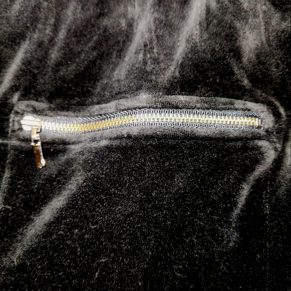 Talbots Women's Petite Black Velour Full Zip Jacket with Pockets - Picture 4 of 5